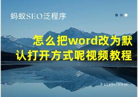 怎么把word改为默认打开方式呢视频教程