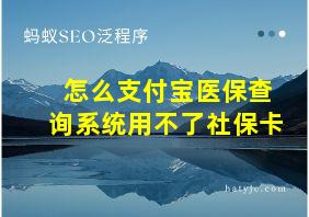 怎么支付宝医保查询系统用不了社保卡