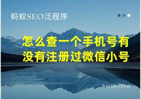 怎么查一个手机号有没有注册过微信小号