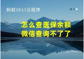 怎么查医保余额微信查询不了了