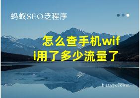 怎么查手机wifi用了多少流量了