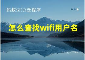 怎么查找wifi用户名