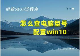 怎么查电脑型号配置win10