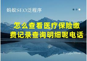 怎么查看医疗保险缴费记录查询明细呢电话