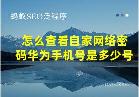 怎么查看自家网络密码华为手机号是多少号