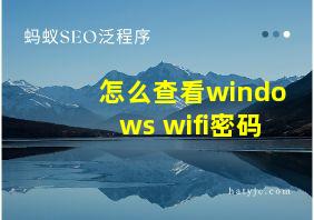 怎么查看windows wifi密码