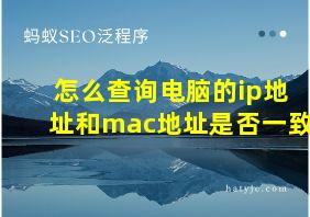 怎么查询电脑的ip地址和mac地址是否一致