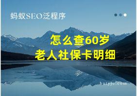 怎么查60岁老人社保卡明细