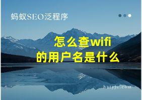 怎么查wifi的用户名是什么