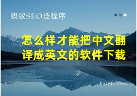 怎么样才能把中文翻译成英文的软件下载