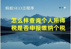 怎么样查询个人所得税是否申报缴纳个税