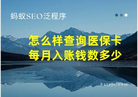 怎么样查询医保卡每月入账钱数多少