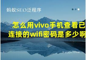 怎么用vivo手机查看已连接的wifi密码是多少啊