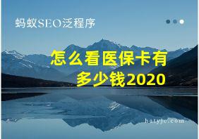 怎么看医保卡有多少钱2020