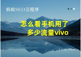 怎么看手机用了多少流量vivo