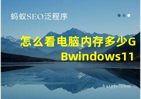 怎么看电脑内存多少GBwindows11