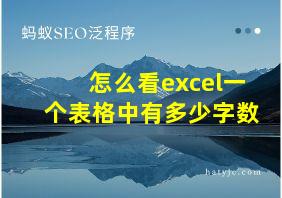 怎么看excel一个表格中有多少字数