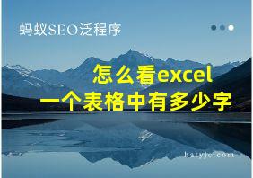 怎么看excel一个表格中有多少字