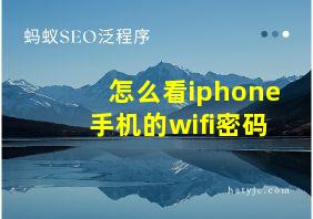 怎么看iphone手机的wifi密码