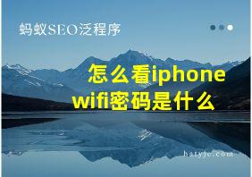 怎么看iphonewifi密码是什么