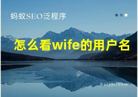 怎么看wife的用户名