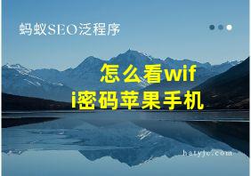 怎么看wifi密码苹果手机