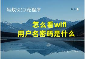 怎么看wifi用户名密码是什么