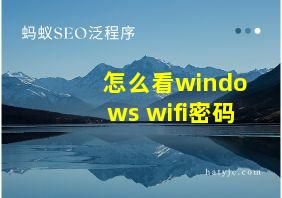 怎么看windows wifi密码