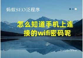 怎么知道手机上连接的wifi密码呢