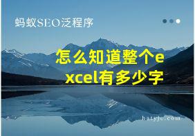 怎么知道整个excel有多少字