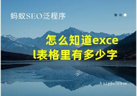 怎么知道excel表格里有多少字