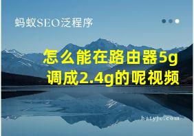 怎么能在路由器5g调成2.4g的呢视频