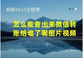 怎么能查出来微信转账给谁了呢图片视频