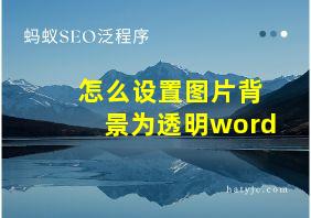 怎么设置图片背景为透明word