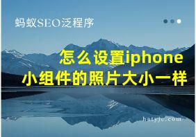 怎么设置iphone小组件的照片大小一样