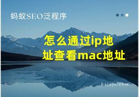 怎么通过ip地址查看mac地址