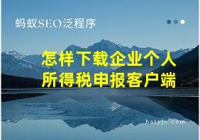 怎样下载企业个人所得税申报客户端