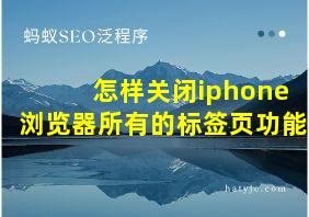 怎样关闭iphone浏览器所有的标签页功能