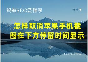 怎样取消苹果手机截图在下方停留时间显示