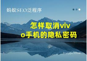 怎样取消vivo手机的隐私密码