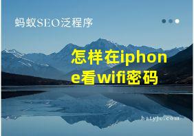 怎样在iphone看wifi密码