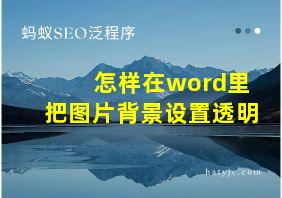 怎样在word里把图片背景设置透明