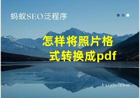 怎样将照片格式转换成pdf