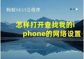 怎样打开查找我的iphone的网络设置