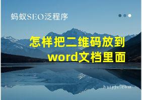 怎样把二维码放到word文档里面