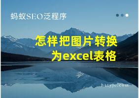 怎样把图片转换为excel表格