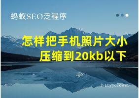 怎样把手机照片大小压缩到20kb以下