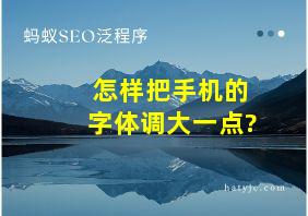 怎样把手机的字体调大一点?