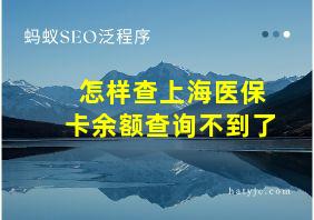 怎样查上海医保卡余额查询不到了