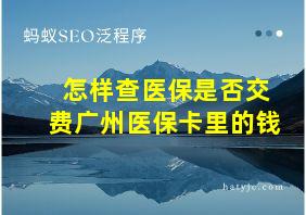 怎样查医保是否交费广州医保卡里的钱